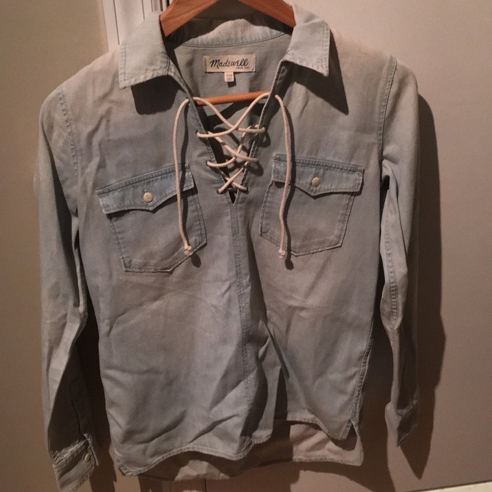 Madewell Denim Lace-Up Top